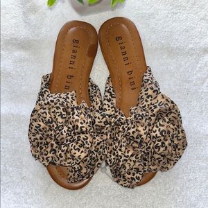 Gianni Bini Brown Slide Sandals with Crisscross Straps